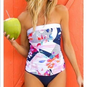 Hapari bandeau tankini top sz 12-14